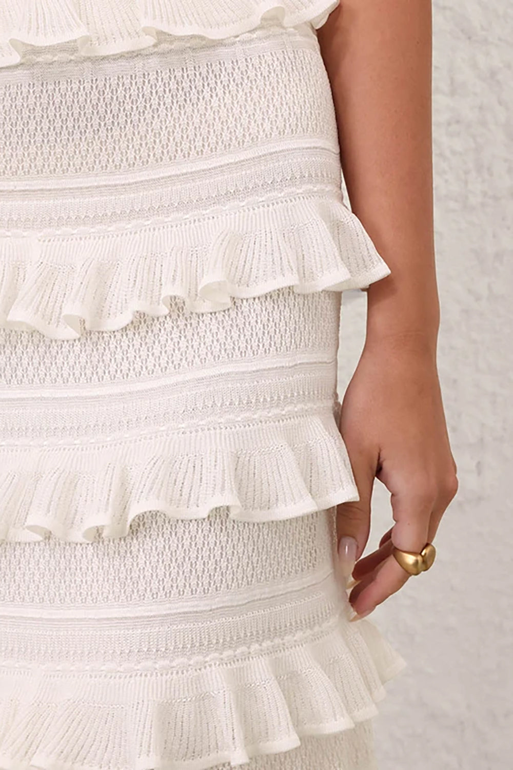 Luna Lace Frill Skirt in Ivory