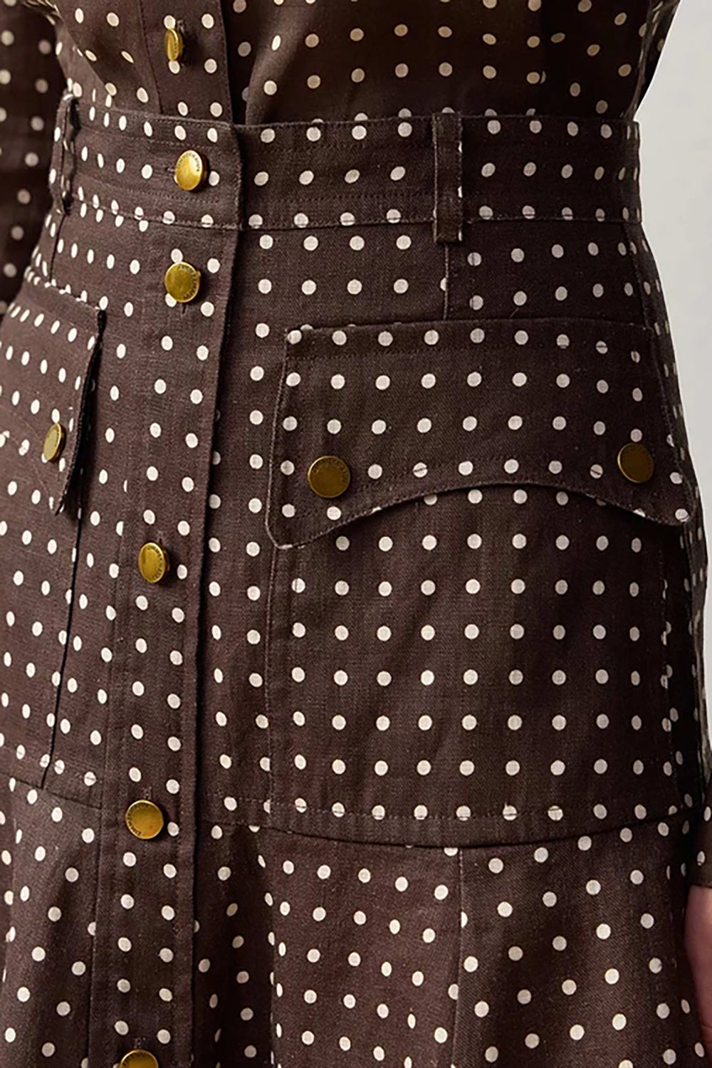 Cargo Midi Skirt in Chocolate Cream Dot