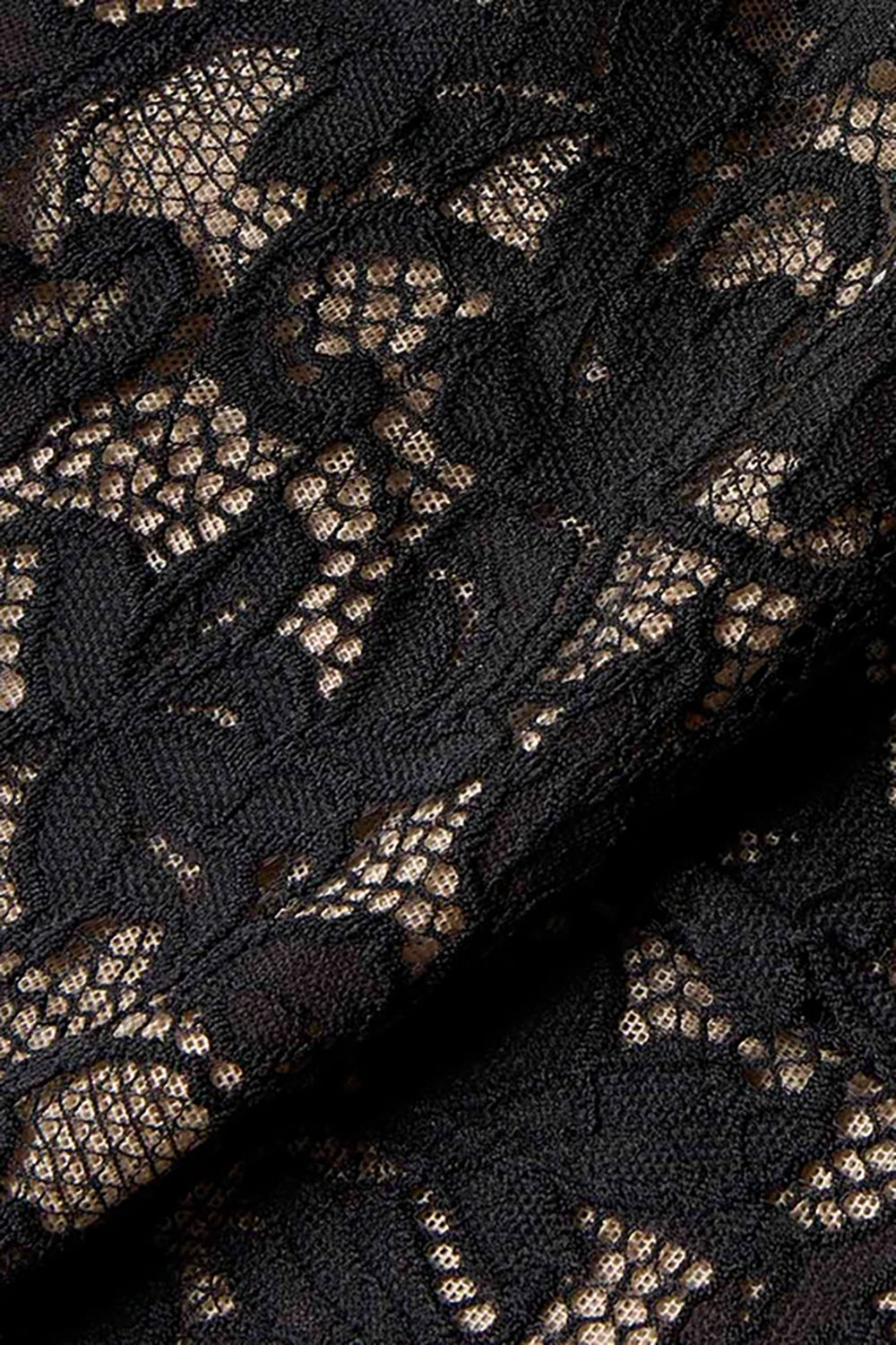 Lace Pencil Midi Skirt in Black