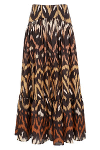 Aster Midi Skirt in Charcoal Ikat