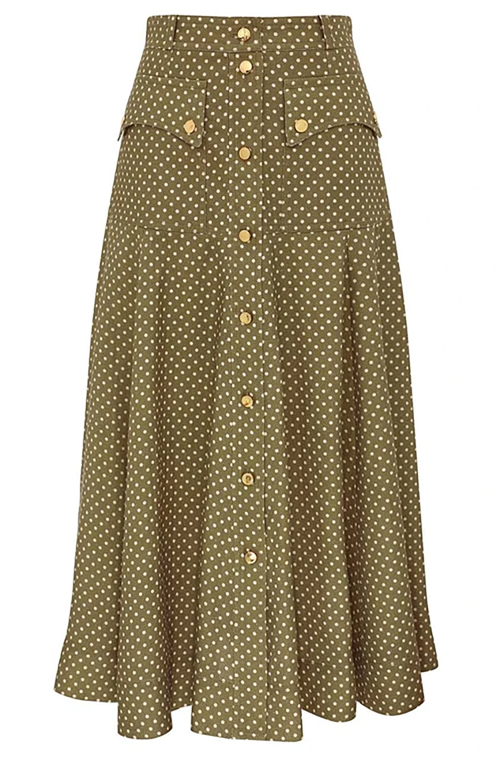 Luna Cargo Midi Skirt in Olive Dot