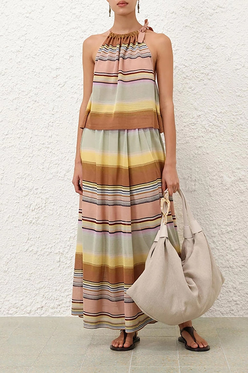 Coco Stripe Circle Skirt in Stripe