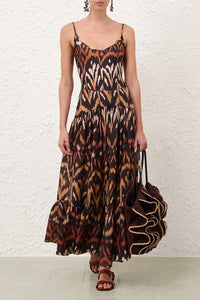 Aster Midi Skirt in Charcoal Ikat