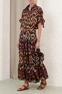 Aster Midi Skirt in Charcoal Ikat