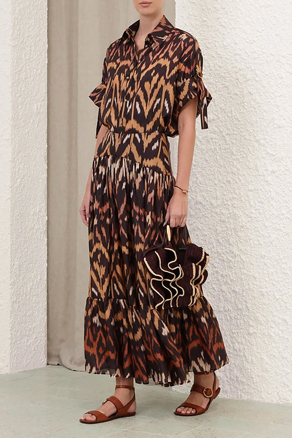Aster Midi Skirt in Charcoal Ikat