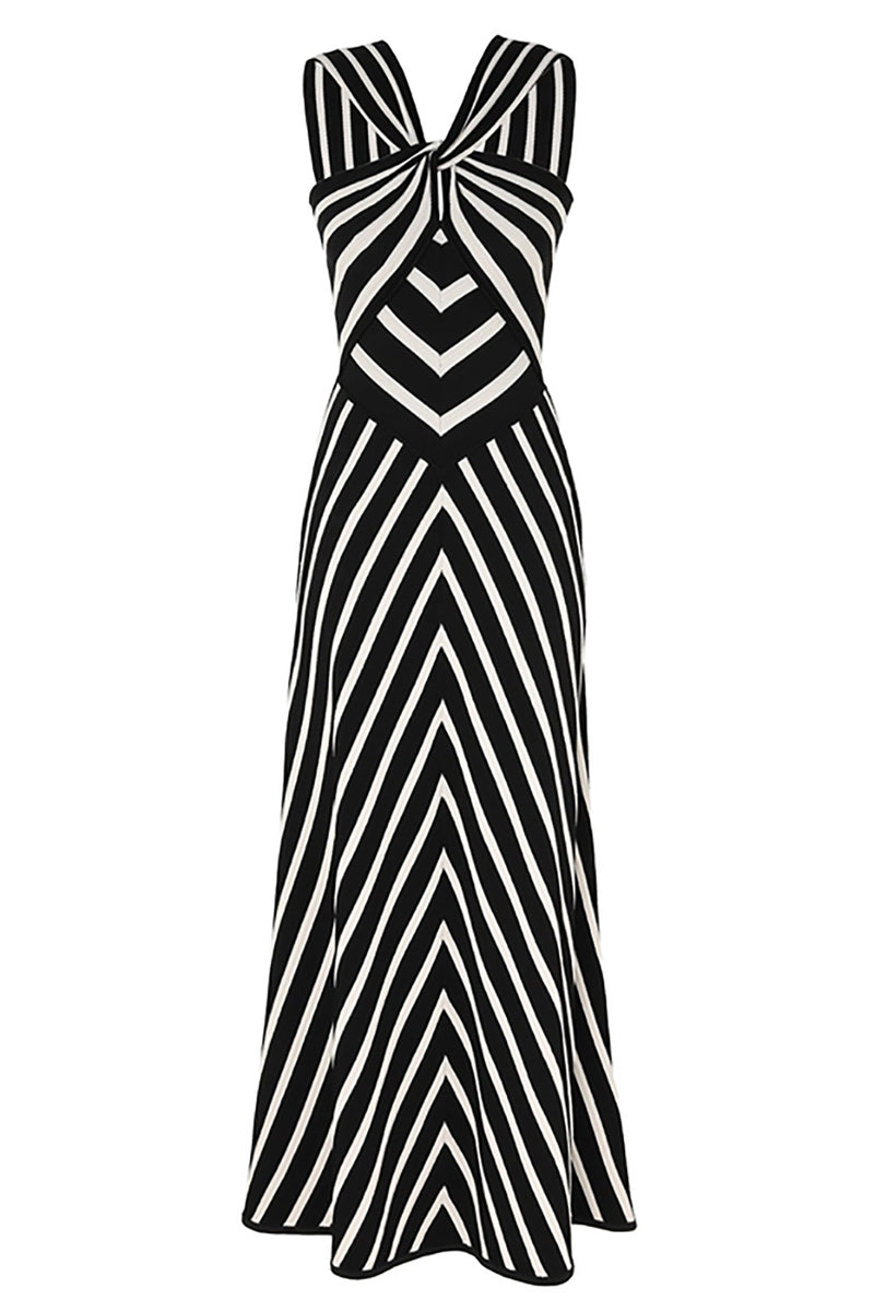 Illuminate Halter Dress in Black Cream