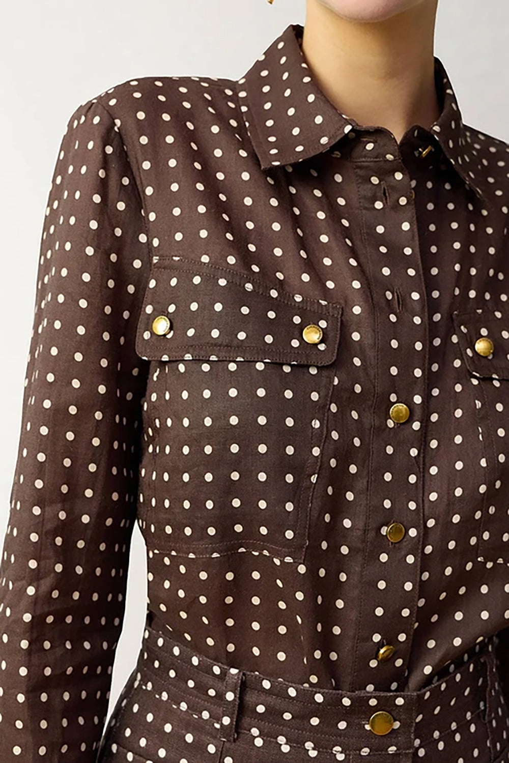 Cargo Shirt in Chocolate Cream Dot