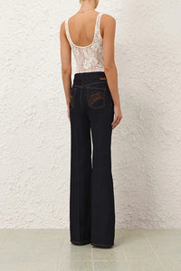 Lace Scoop Bodysuit in Cream