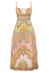 Maxine Picnic Midi Dress in Gold Paisley