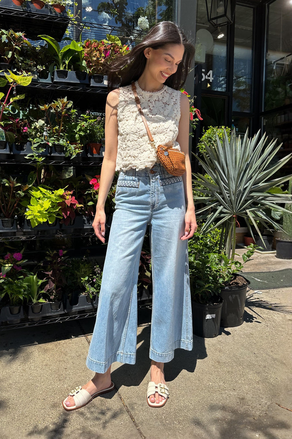 Indra Cropped Flare Jean in Skylark