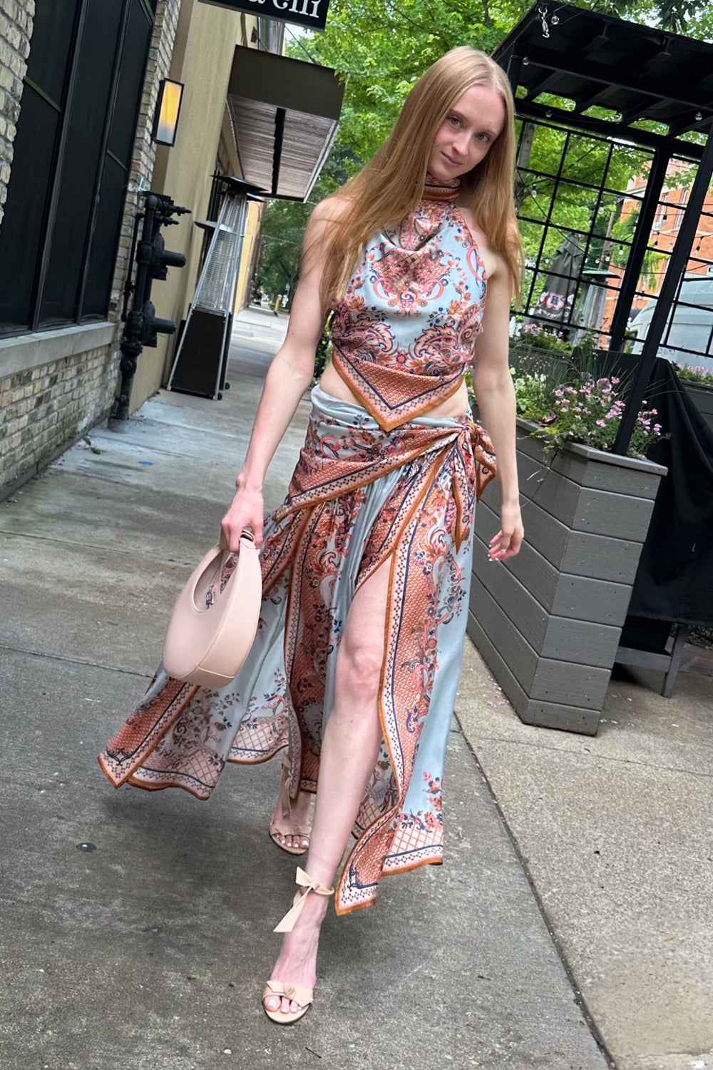 Aster Scarf Midi Skirt in Blue Paisley Floral – Krista K Boutique