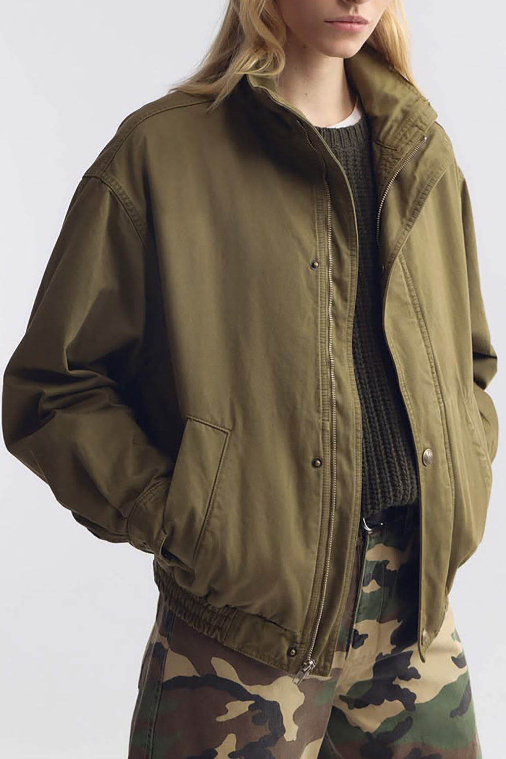 Klaire Blouson Cotton Jacket in Shadow Green