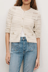 Bellingham Pointelle Cardigan in Ecru