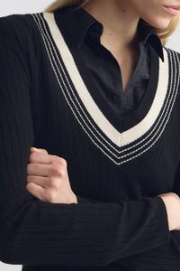 Aziel Cashmere Sweater in Black Ivory