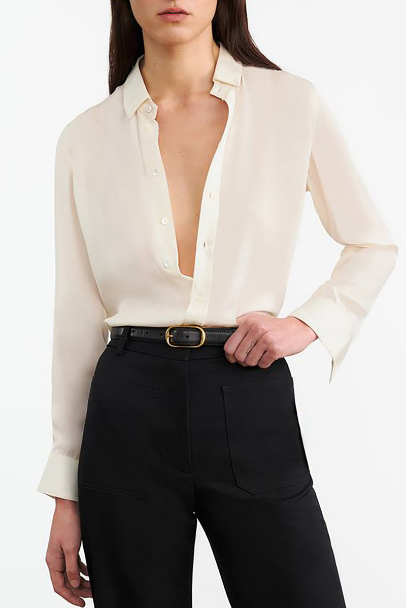 GAIA SLIM SILK SHIRT IN IVORY