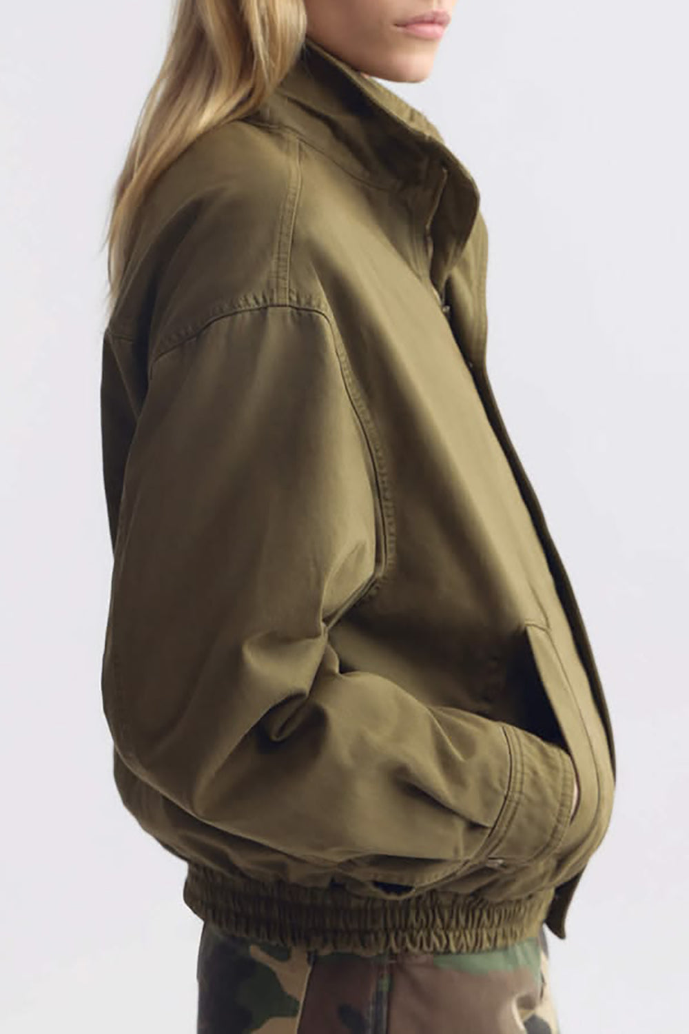 Klaire Blouson Cotton Jacket in Shadow Green