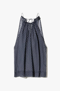 Nikki Halterneck Silk Top in Obsidian Ivory Polka Dot