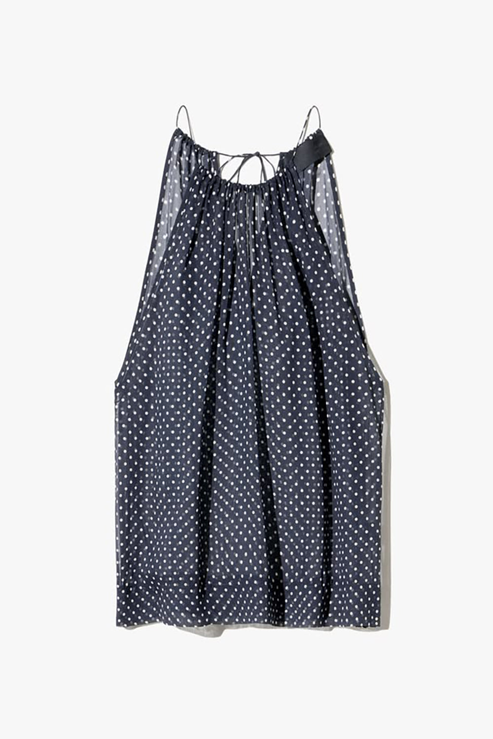 Nikki Halterneck Silk Top in Obsidian Ivory Polka Dot