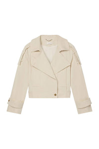 Miles Cropped Trench Jacket in Light Limestone