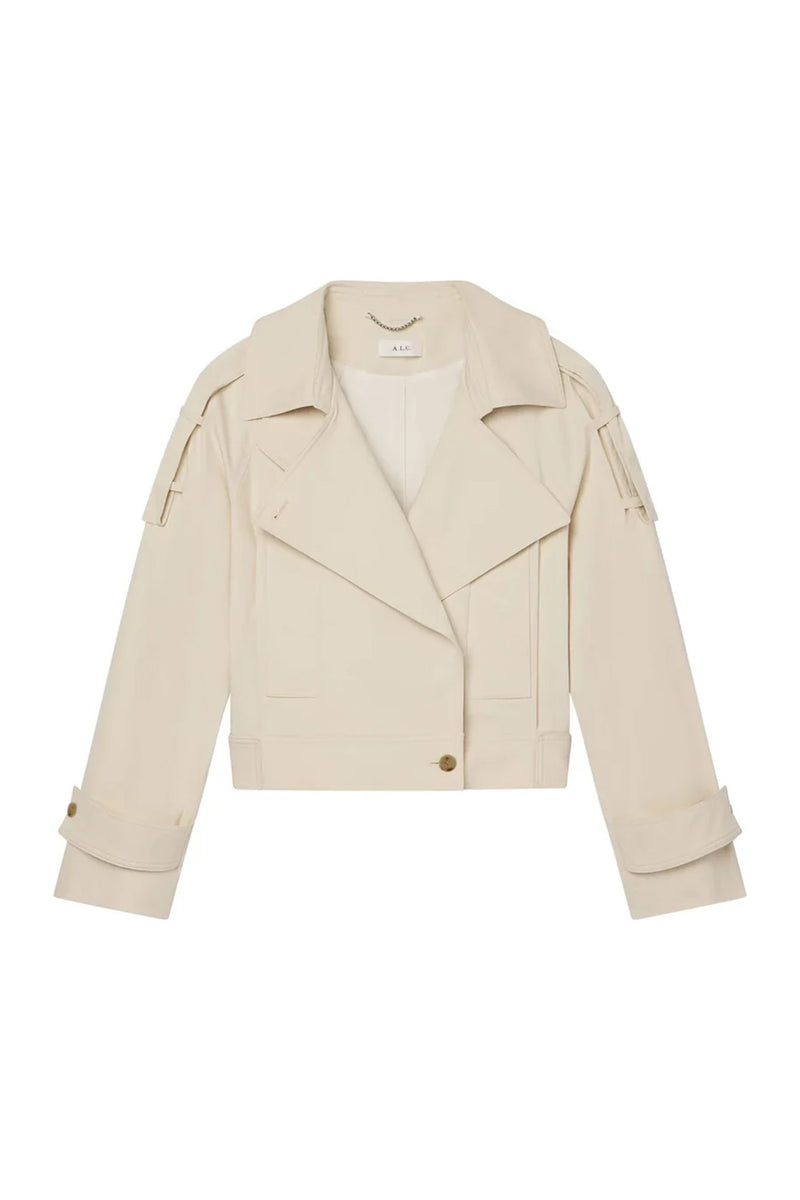 Miles Cropped Trench Jacket in Light Limestone