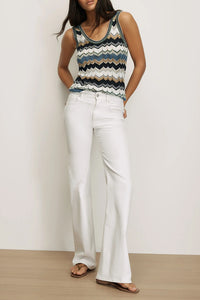 Sandra Knit Tank Top in Sage/Navy/White