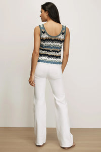 Sandra Knit Tank Top in Sage/Navy/White
