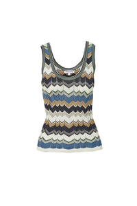 Sandra Knit Tank Top in Sage/Navy/White