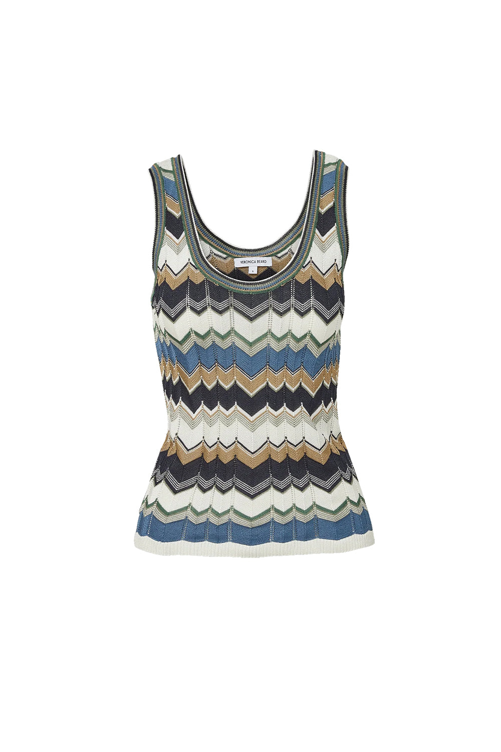 Sandra Knit Tank Top in Sage/Navy/White