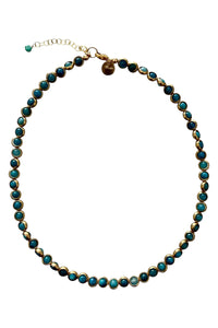 Gemstone Necklace with Gold Plated Rings in Opaque Apatite