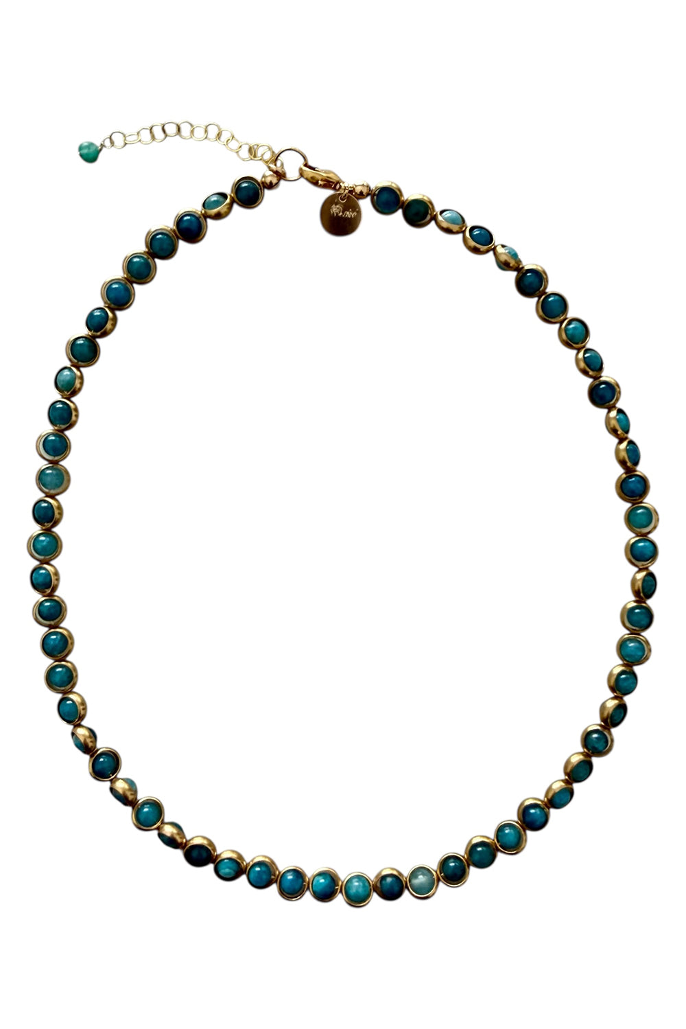 Gemstone Necklace with Gold Plated Rings in Opaque Apatite