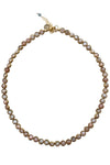 Gemstone Necklace with Gold Plated Rings in Pink Peruvian Opal