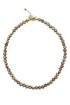 Gemstone Necklace with Gold Plated Rings in Pink Peruvian Opal