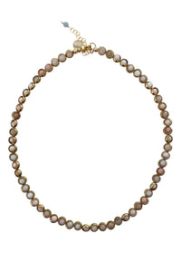 Gemstone Necklace with Gold Plated Rings in Pink Peruvian Opal