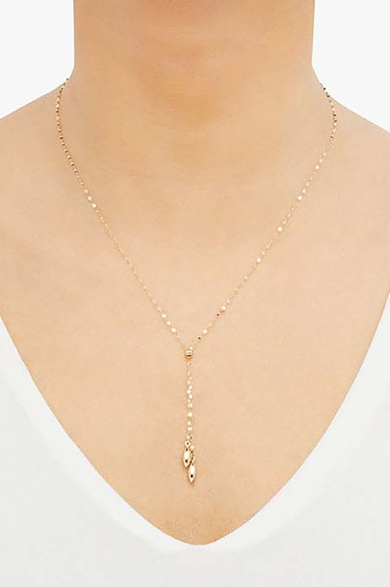 Necklace of 14K gold dapped chain with melon beads