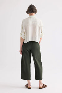 Next Ex Shirt in Pencil Stripe Viscose Ivory Blue