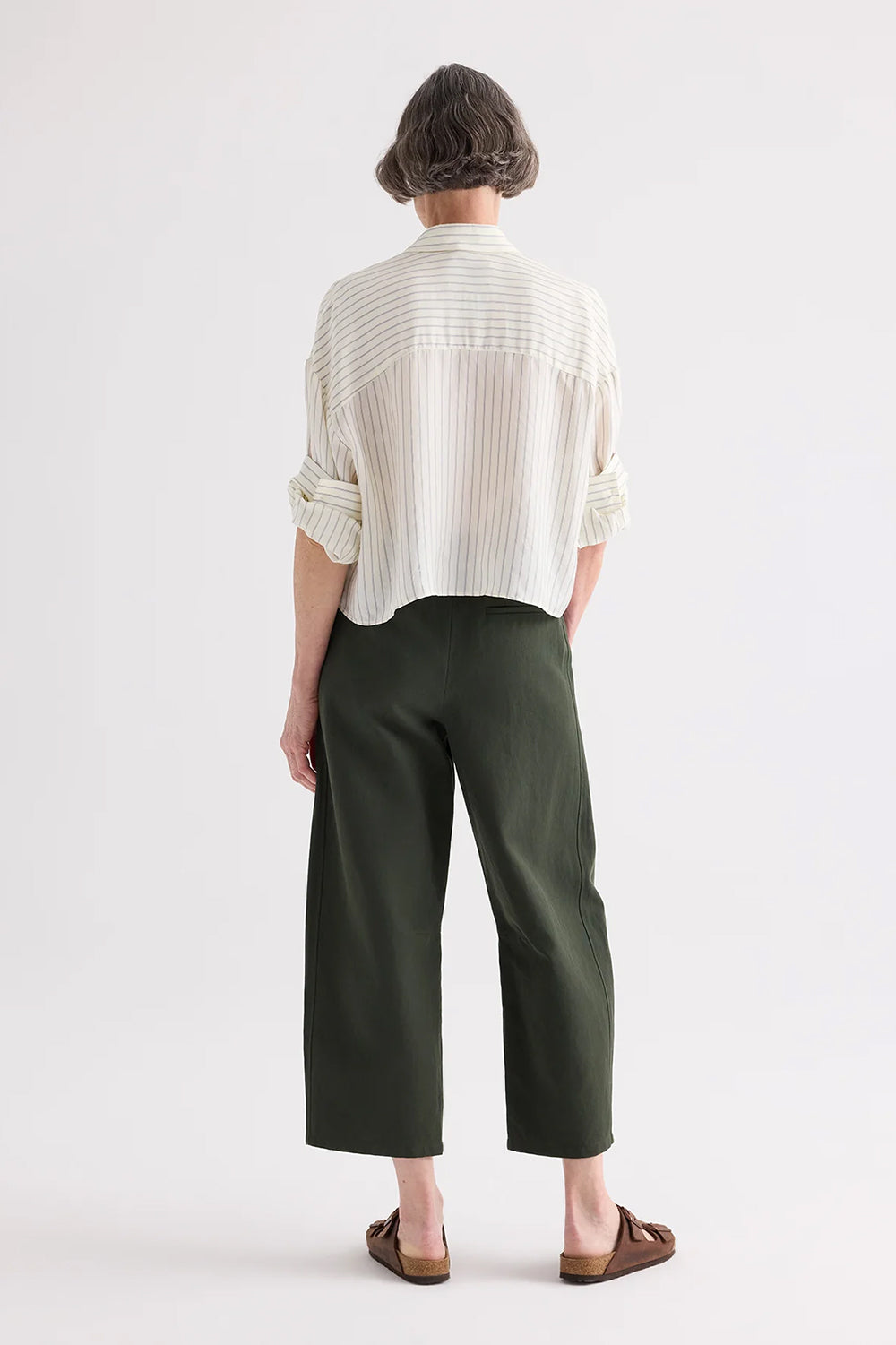 Next Ex Shirt in Pencil Stripe Viscose Ivory Blue