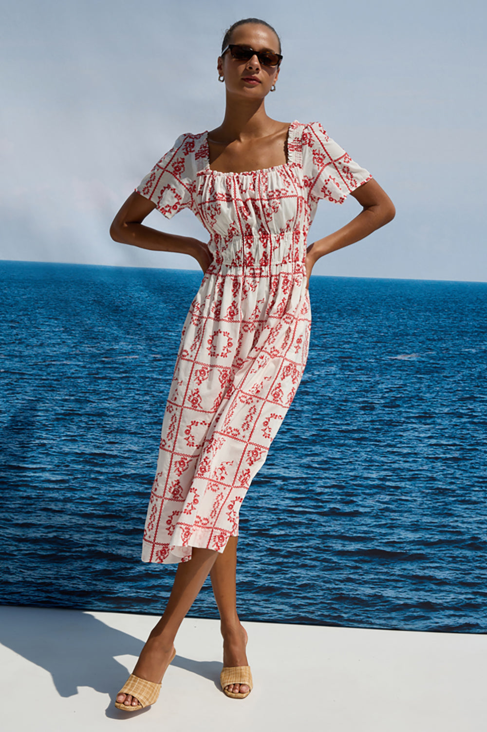 Nanette Dress in Ivory Red Handkerchief