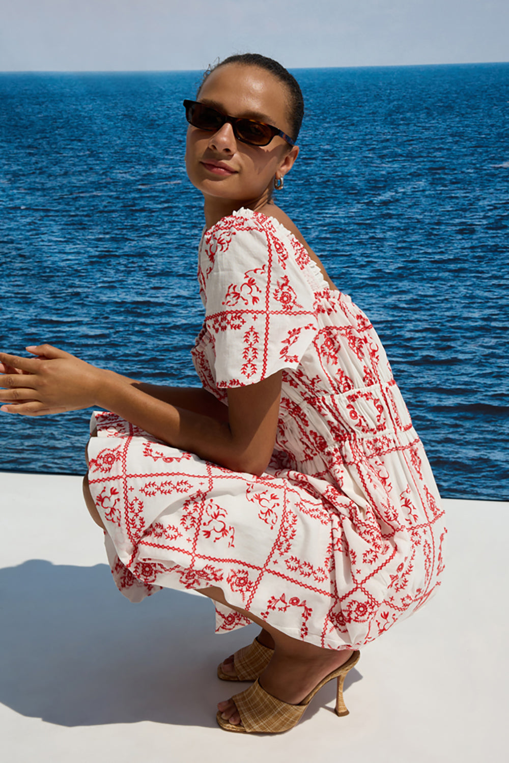 Nanette Dress in Ivory Red Handkerchief