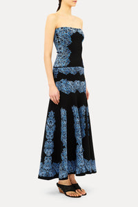 Alessia Knit Jacquard Skirt in Ocean