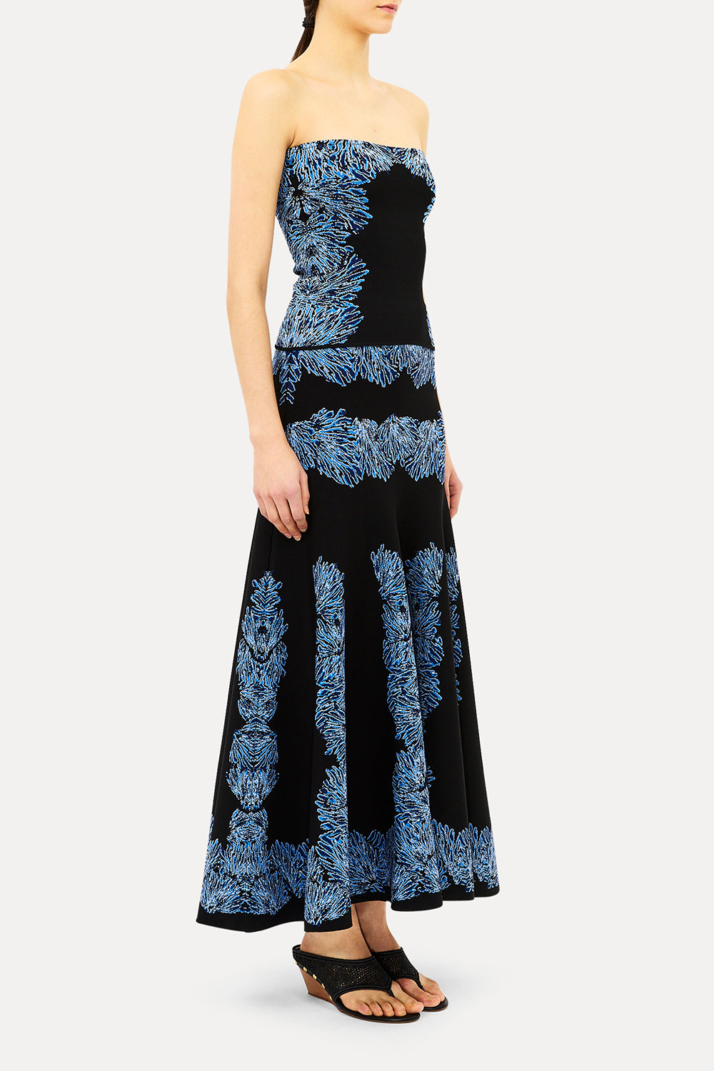 Alessia Knit Jacquard Skirt in Ocean