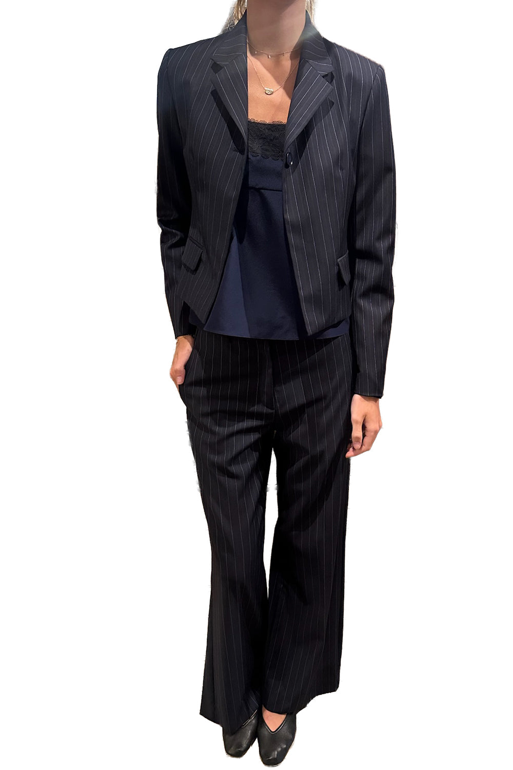 The Jackie Blazer in Midnight Pinstripe