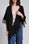 Cashmere Fringe Shawl in Black