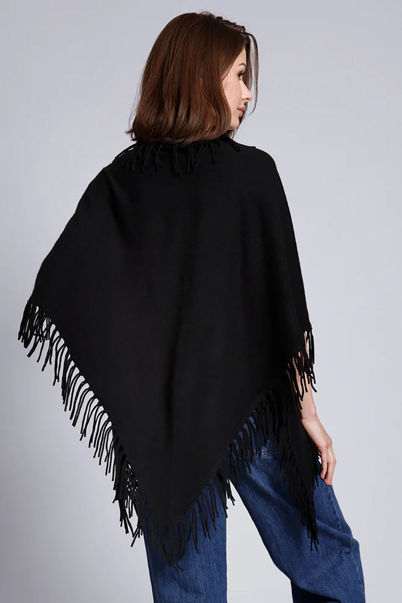 Cashmere Fringe Shawl in Black