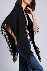 Cashmere Fringe Shawl in Black