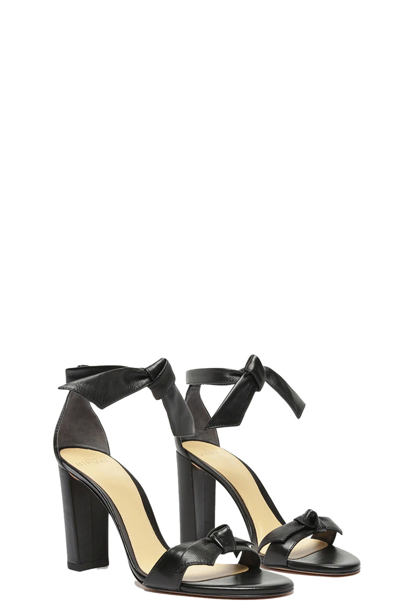 Clarita Block 90 Leather Sandal in Black Leather