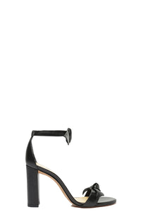 Clarita Block 90 Leather Sandal in Black Leather