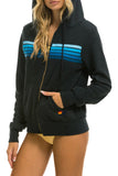5 Stripe Zip Hoodie in Charcoal with Blue Stripes