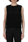 Silk Charmeuse Muscle Tee in Black