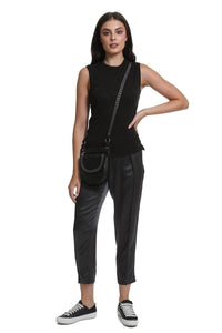 Slub Jersey Sleeveless Schoolboy Tee in Black