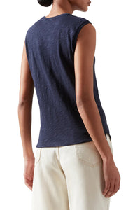 Slub Jersey Sleeveless Schoolboy Tee in Midnight